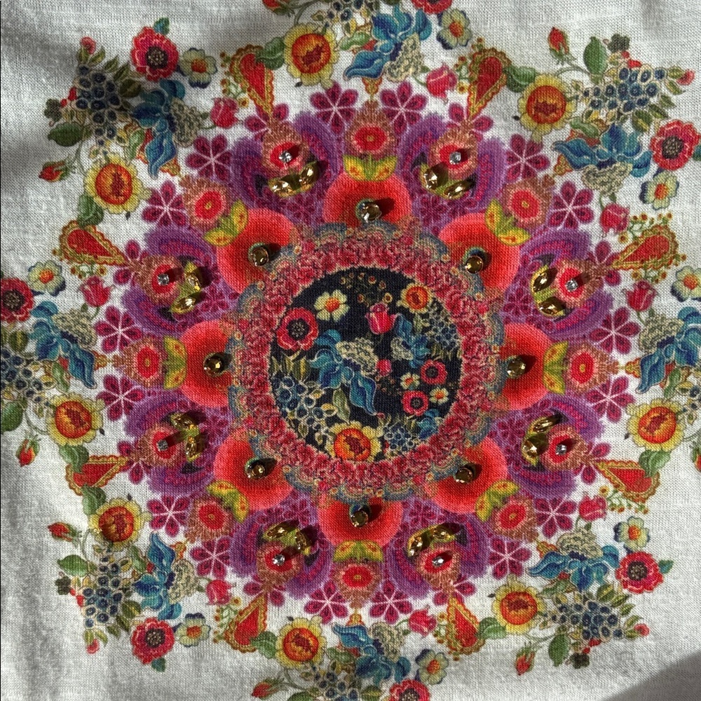 Desigual Women's White Top with Colorful Floral Design Size Small - Picture 8 of 8